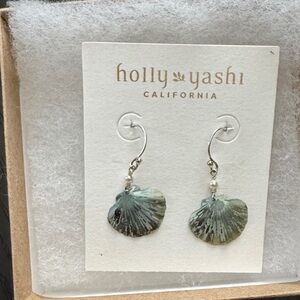Silver and Green shell Earrings holly yashi